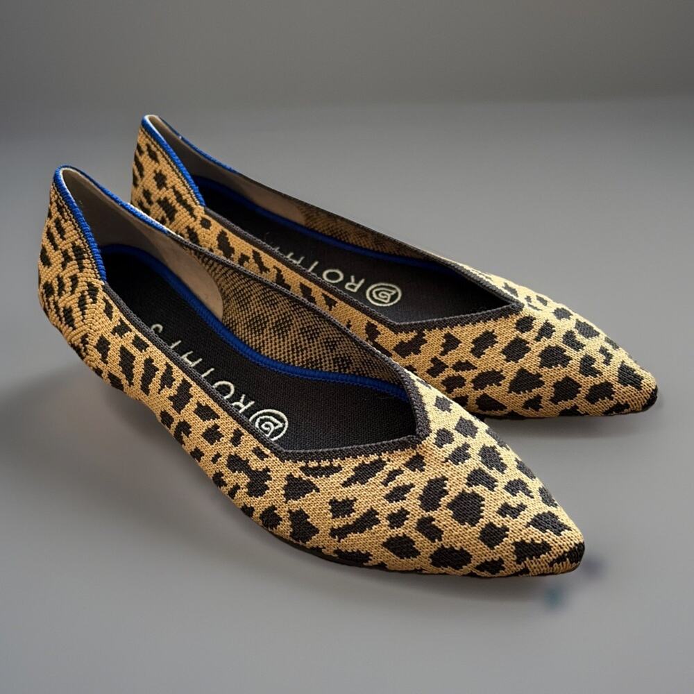 Rothy's The Point Leopard Cheetah Animal Print Ballet Flat Shoes W5.5
